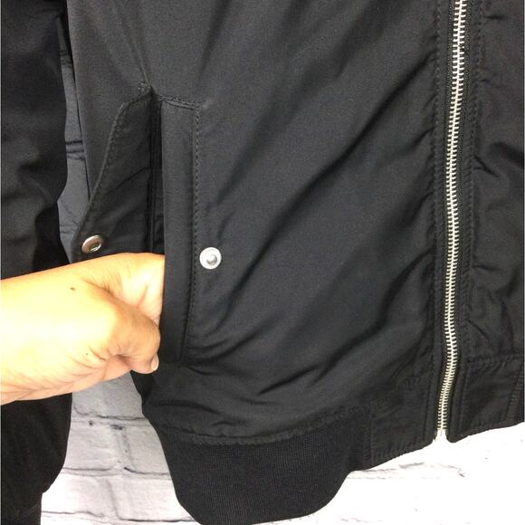 H&M Nasa Logo American Flag Patch Black Quilted Bomber Flight Jacket Kids 12/14 - Picture 7 of 13